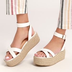 Lulu's NIB white espadrille sandals, size 10